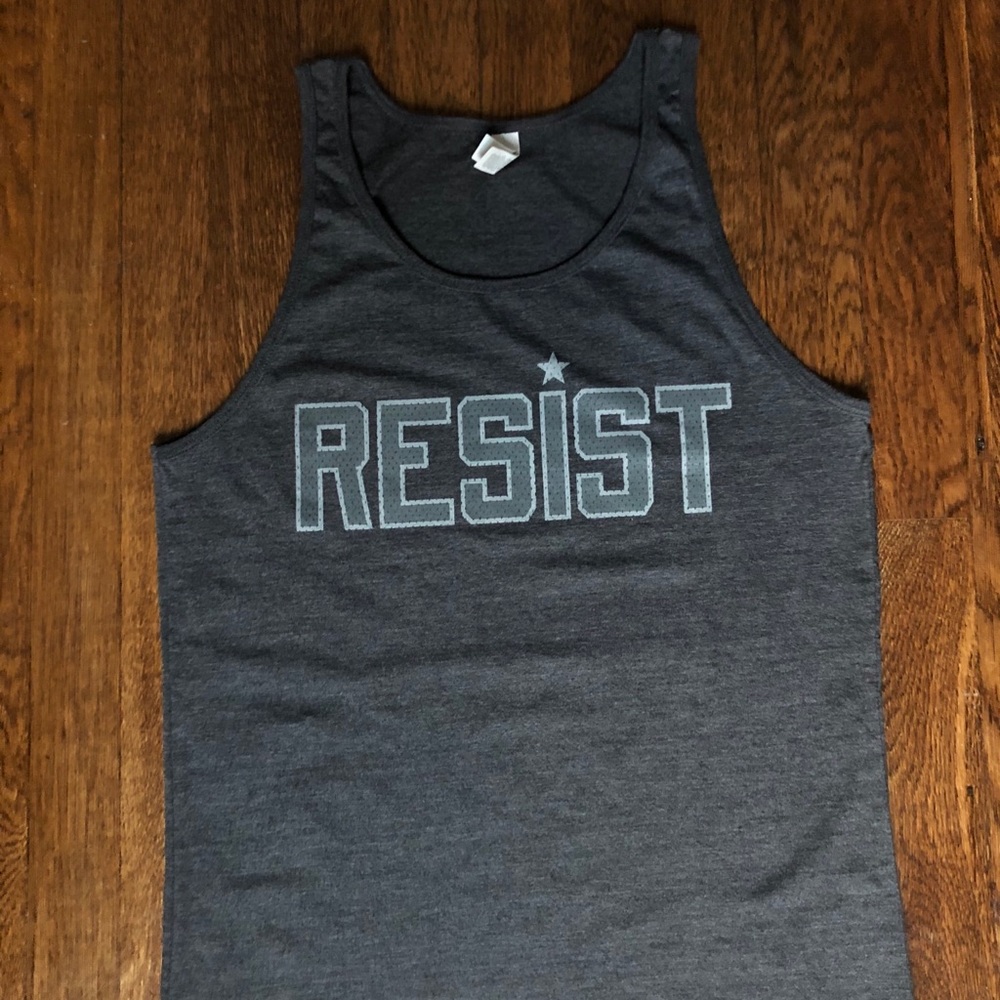 Men’s “Resist” gray athletic tank top